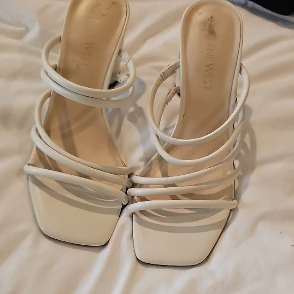 Nine West Women's White Strappy Heels - Picture 1 of 6